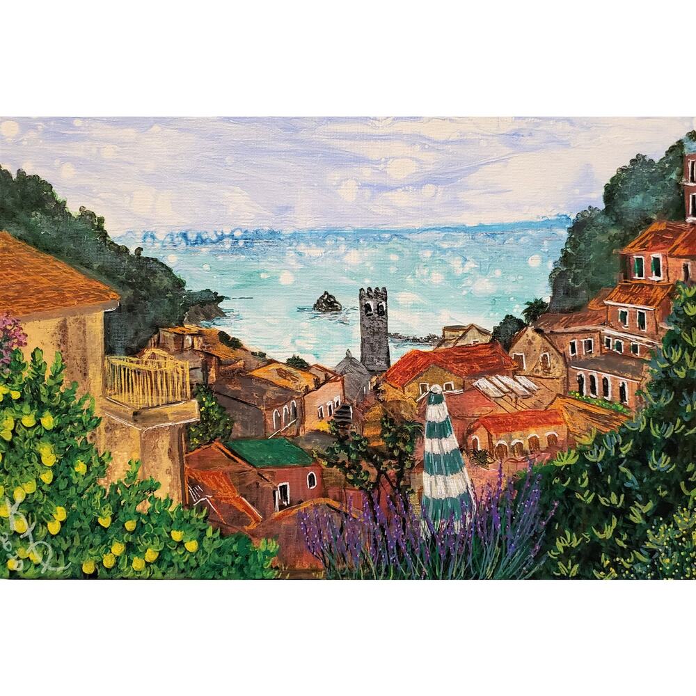 Cinque Terre Italy 5"x7" Greeting Cards Set of 6 Acid Free Art Print Abstract